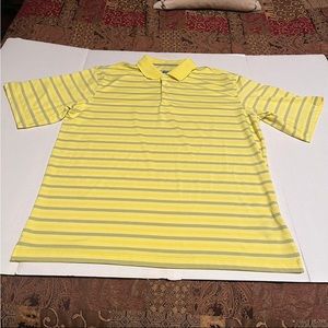 Bolle Golf Mens Size XL Yellow Stripe Polo Tech Golf Athletic Sport Short Sleeve